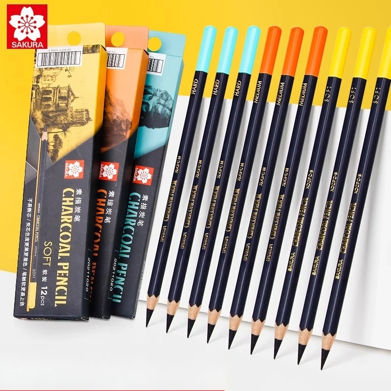 Sketching Charcoal Set - مجموعة أقلام رصاص من فحم ساكورا،