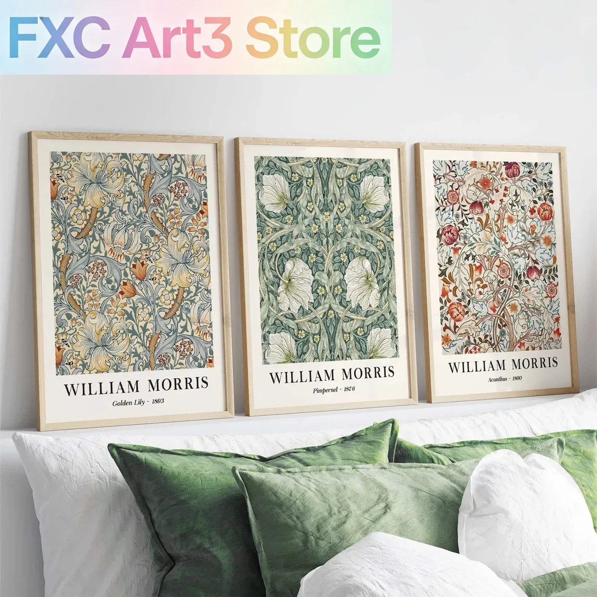 Art Craft William Morris - 3 قطع/مجموعة من مطبوعات فنية جدارية