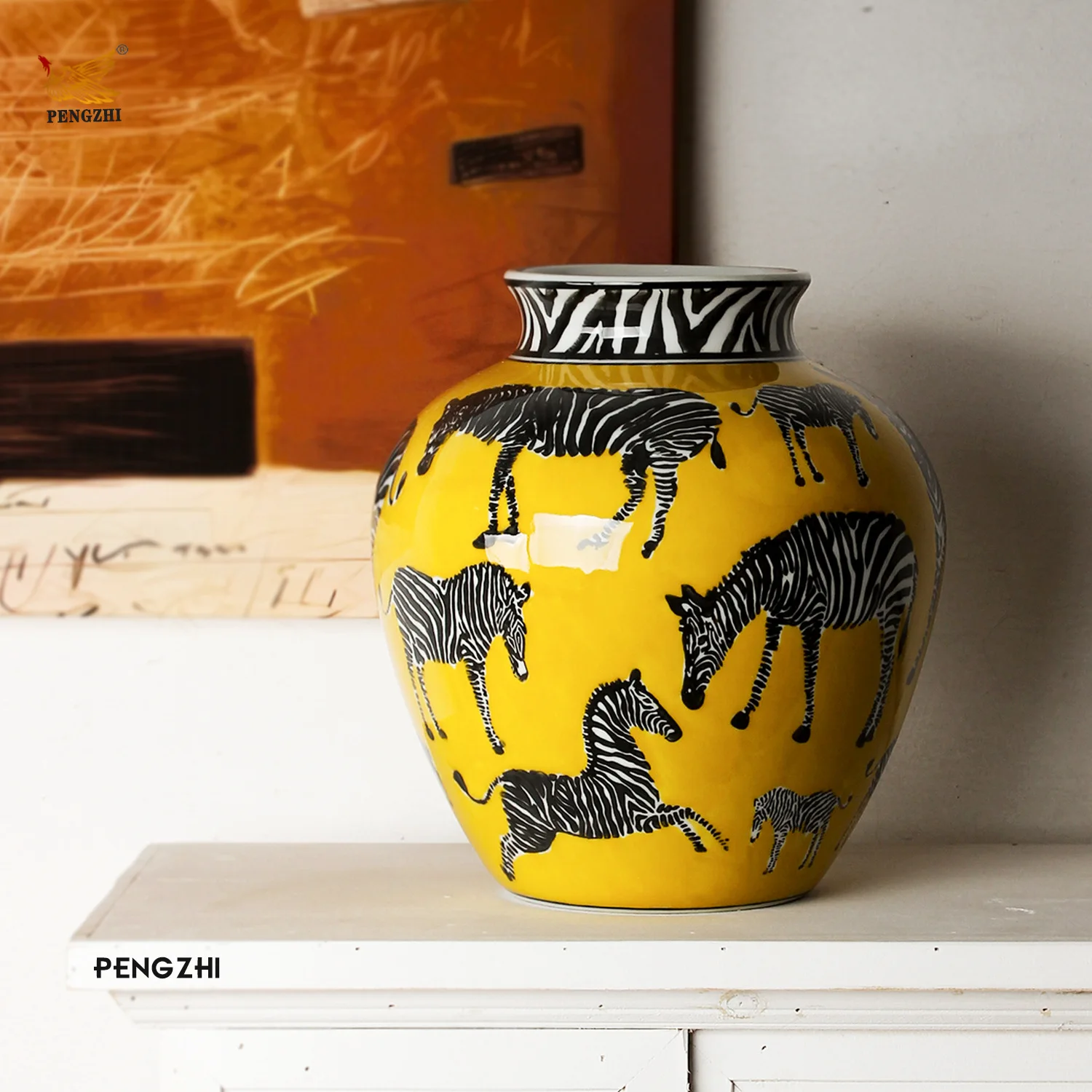 Art Craft Zebra - مزهرية خزفية بنمط الحمار الوحشي، مزهرية