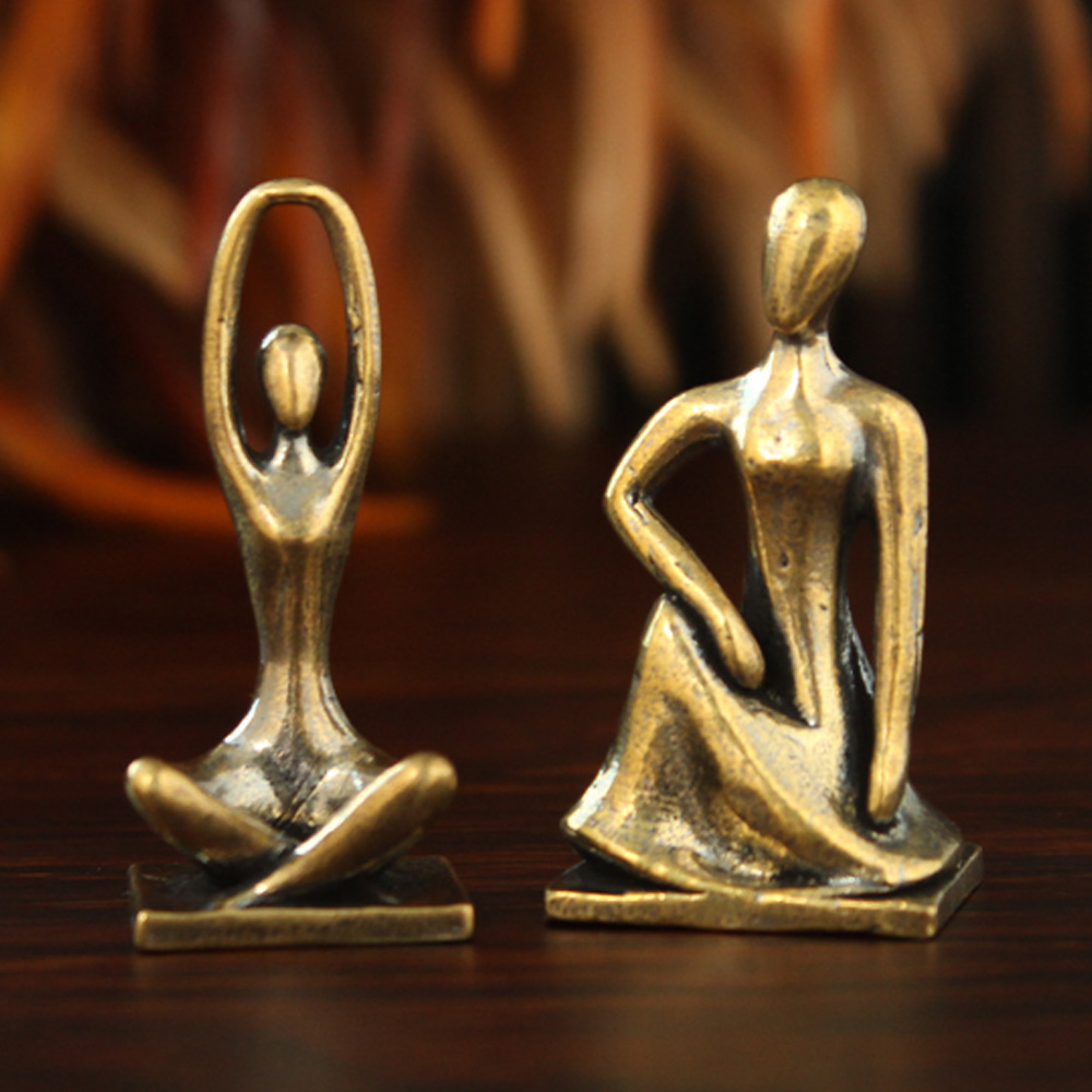 Art Craft New Year - تمثال فتاة يوجا من النحاس بأسلوب