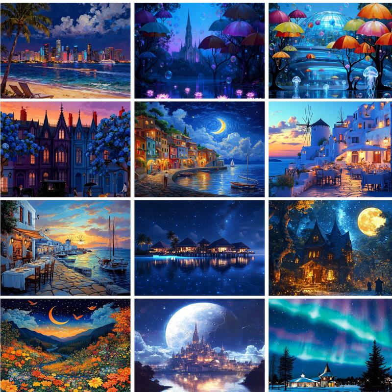 Art Craft Night - مجموعة رسم بالأرقام من RUOPOTY للمبتدئين،