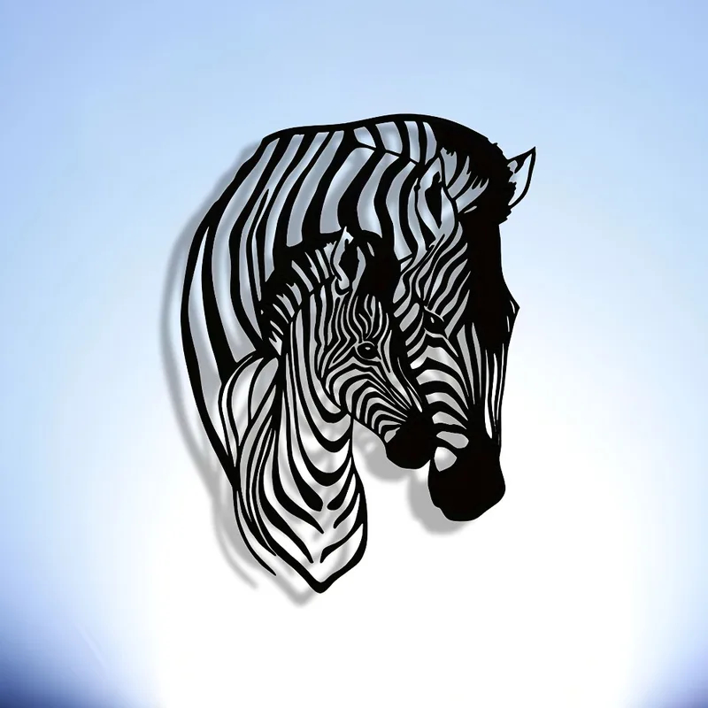 Art Craft Zebra - لوحة جدارية معدنية أنيقة بتصميم عائلة