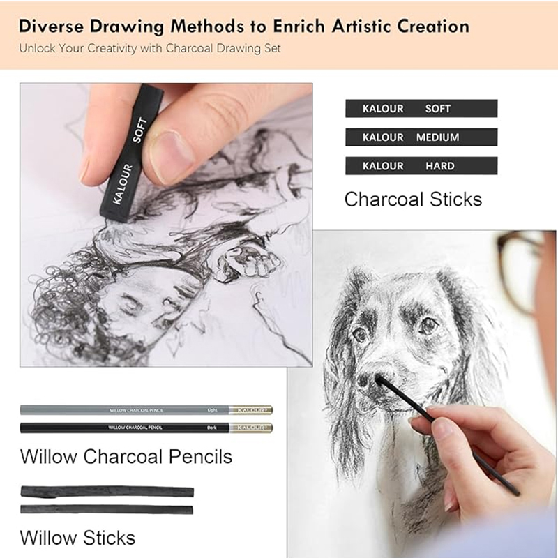 Kalour PDAS الفحم رسم الفن مجم - مراجعة Sketching Charcoal Set وسعره