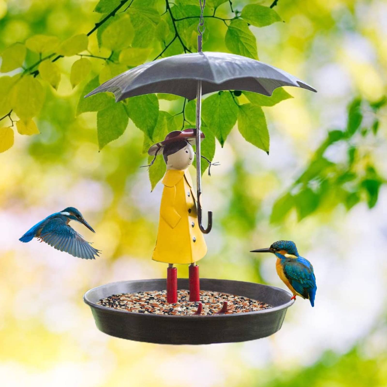 مغذي طيور على شكل فتاة تحمل مظ - مراجعة Art Craft Umbrella وسعره