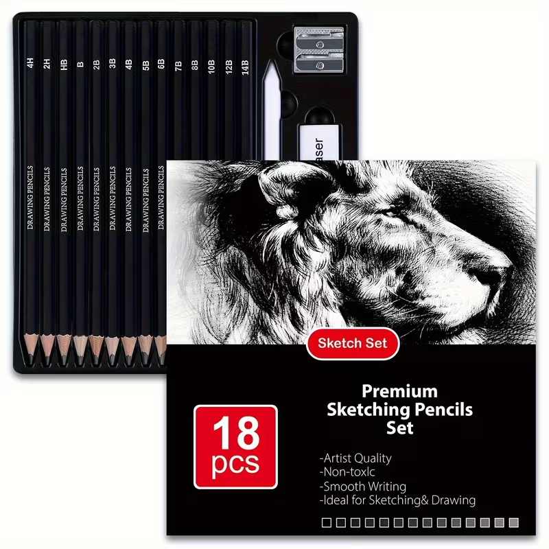 مجموعة أقلام رصاص للرسم والرسم - مراجعة Sketching Charcoal Set وسعره
