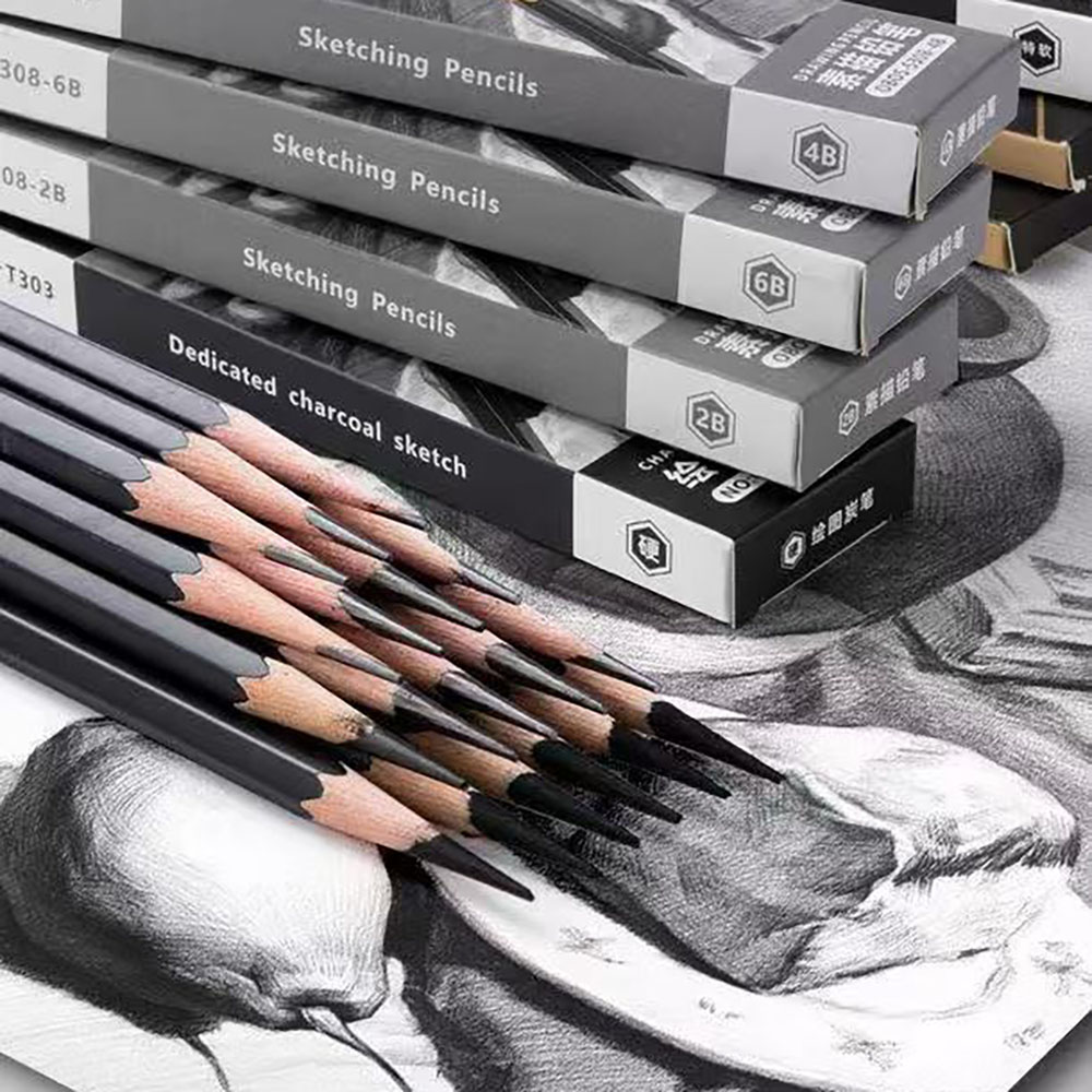 12 قطعة من أقلام الرسم للطلاب، - مراجعة Sketching Charcoal Set وسعره