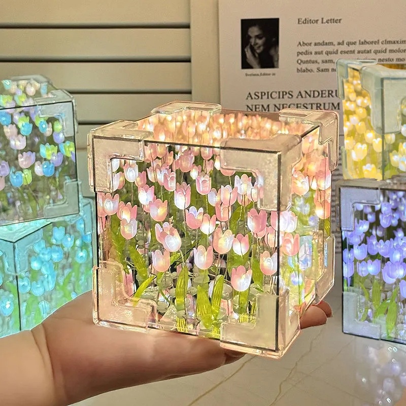 زهرة الزنبق مرآة مصباح مكعب ،  - مراجعة Art Craft Night وسعره